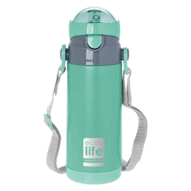Ecolife Παγούρι Θερμός με καλαμάκι Ανοξείδωτο 400ml MINT
